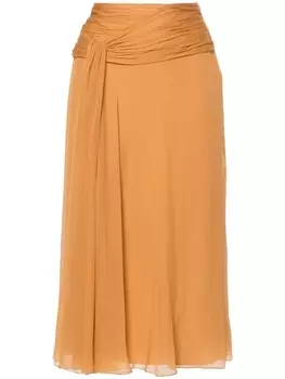 Alberta Ferretti шелковая юбка миди, коричневый