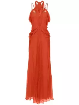 Alberta Ferretti шелковое платье макси, оранжевый