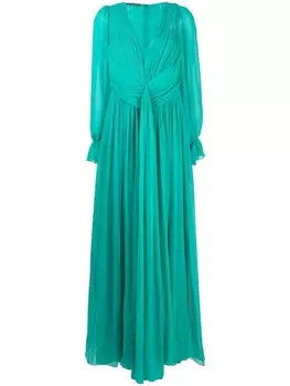 Alberta Ferretti шелковое платье макси, зеленый