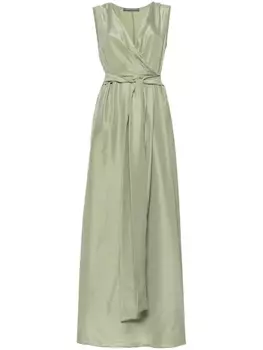 Alberta Ferretti шелковое платье макси, зеленый