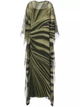 Alberta Ferretti шелковое платье с эффектом тромплей, зеленый