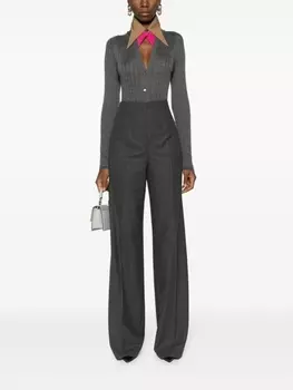 Alberta Ferretti широкие брюки из вирджинской шерсти, серый