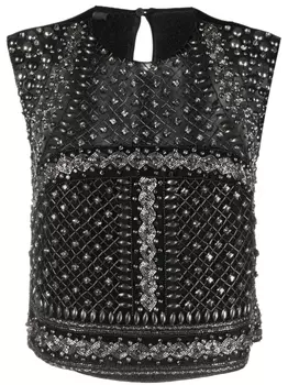 Alberta Ferretti топ из тюля с кристаллами, черный