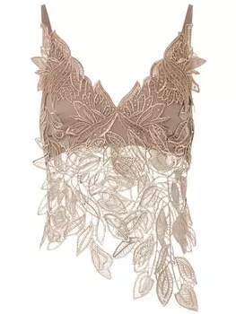 Alberta Ferretti топ с цветочной вышивкой, нейтральный
