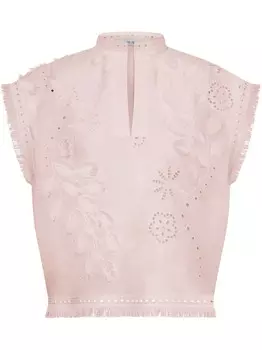 Alberta Ferretti топ с цветочной вышивкой, розовый