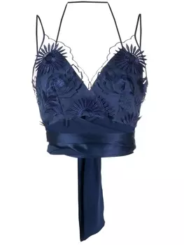 Alberta Ferretti топ с цветочным кружевом, синий