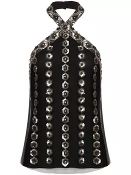 Alberta Ferretti топ с вырезом халтер и пайетками, черный