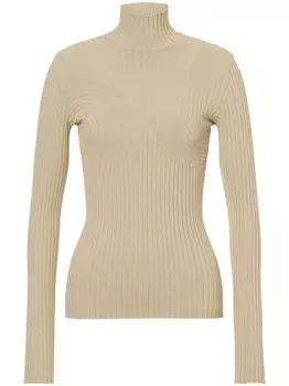 Alberta Ferretti топ в рубчик с высоким воротником, нейтральный цвет