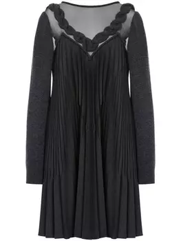 Alberta Ferretti трикотажное платье с прозрачной вставкой, серый