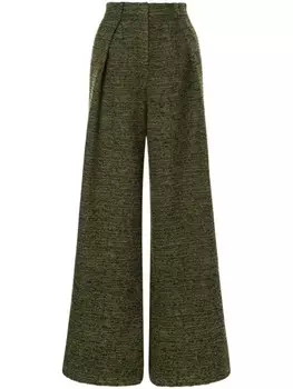 Alberta Ferretti твидовые брюки с завышенной талией, зеленый