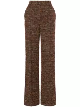 Alberta Ferretti твидовые брюки строгого кроя с завышенной талией, коричневый