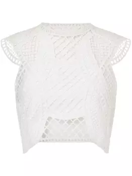 Alberta Ferretti укороченный топ в технике макраме, белый