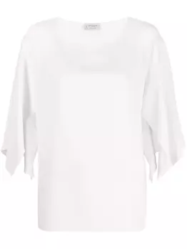 Alberto Biani блузка с вырезом-лодочкой и длинными рукавами, белый