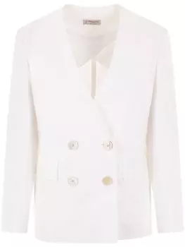 Alberto Biani двубортный блейзер без воротника, белый