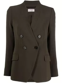 Alberto Biani двубортный блейзер с V-образным вырезом, зеленый