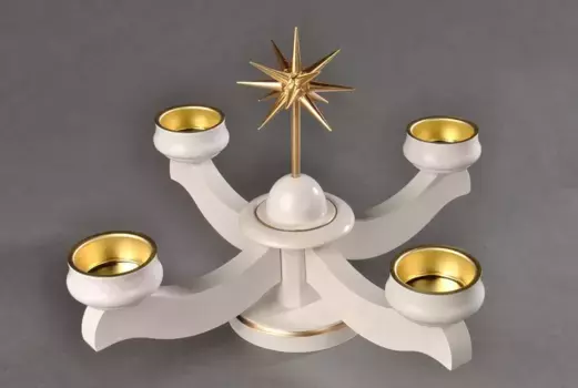 Albin Preissler Адвентский подсвечник "Пуансеттия, Рождественские украшения", 22 см, белый 22х19х22 см, белый/золотой