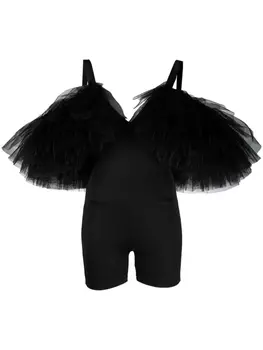 Alchemy ромпер с V-образным вырезом и рукавами из тюля, черный
