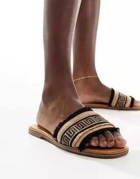 ALDO – Nalani – Черные босоножки на плоской подошве с бахромой