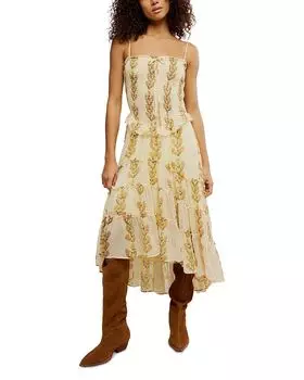 Алехандра - цветочное миди-платье Free People, белый