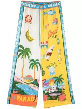 ALEMAIS брюки широкого кроя с принтом, желтый