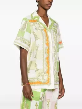 ALEMAIS льняная рубашка Checkmate с принтом, зеленый