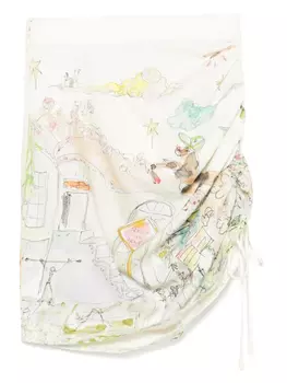 ALEMAIS льняная юбка с драпировкой, нейтральный