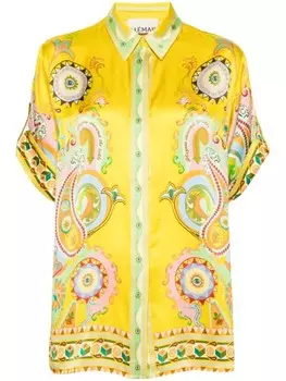 ALEMAIS рубашка из шелкового атласа с короткими рукавами, желтый