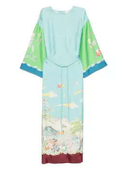 ALEMAIS шелковое платье миди Daria с графичным принтом, синий