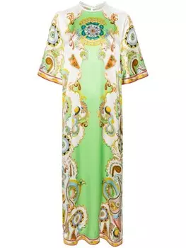 ALEMAIS шелковое платье миди Pinball с графичным принтом, зеленый