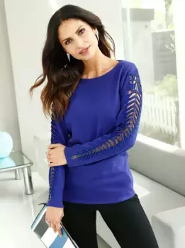 Alessa W. Свитер с круглым вырезом "Пуловер", синий