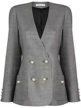 Alessandra Rich двубортный блейзер из вирджинской шерсти, серый