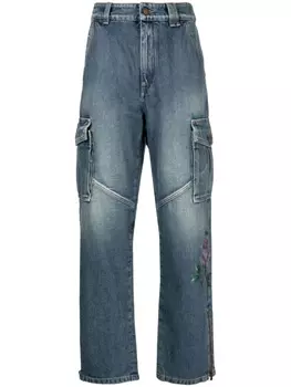 Alessandra Rich джинсы со стразами, синий