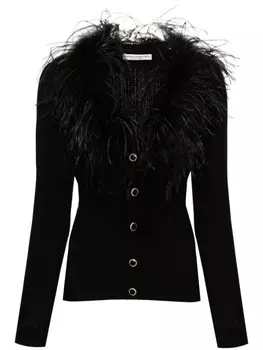 Alessandra Rich кардиган с перьями, черный