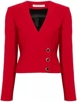 Alessandra Rich однобортный шерстяной блейзер, красный