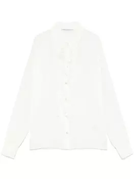 Alessandra Rich шелковая блузка с жабо, белый