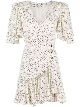 Alessandra Rich шелковое платье мини в горох, белый