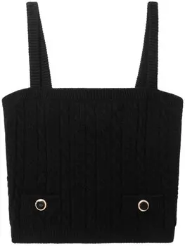 Alessandra Rich шерстяной топ с косами, черный