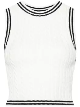 Alessandra Rich топ фактурной вязки без рукавов, белый