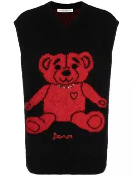 Alessandra Rich топ с V-образным вырезом и принтом, черный