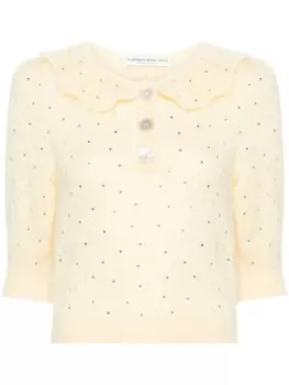 Alessandra Rich трикотажный топ со стразами, желтый