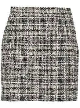 Alessandra Rich твидовая юбка мини, белый