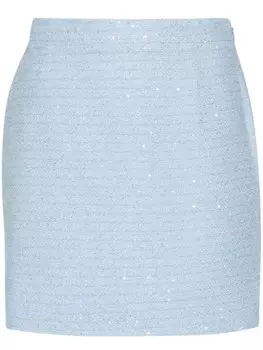 Alessandra Rich твидовая юбка мини с пайетками, синий