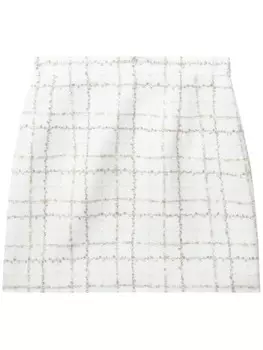Alessandra Rich твидовая юбка мини с пайетками, белый