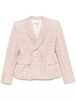 Alessandra Rich твидовый блейзер с люрексом, розовый