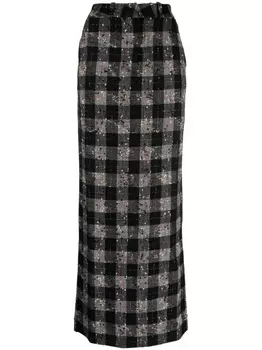 Alessandra Rich юбка-карандаш в клетку тартан, черный