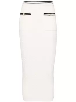 Alessandra Rich юбка миди фактурной вязки, белый