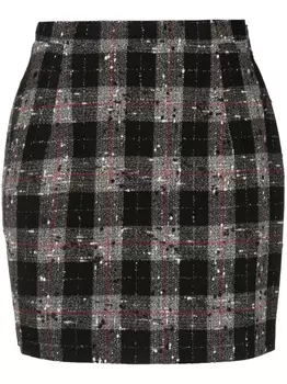 Alessandra Rich юбка мини в клетку, черный