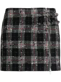 Alessandra Rich юбка мини в клетку, черный