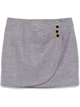 Alessandra Rich юбка мини в ломаную клетку, черный