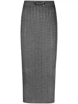 Alessandra Rich юбка с кристаллами, серебристый